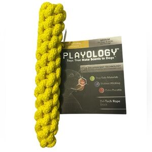 Playology Yellow All Natural Chicken Flavor Dri-Tech Rope Dog Toy